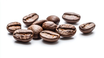 Freshly Roasted Coffee Beans on White Background for Coffee Lovers