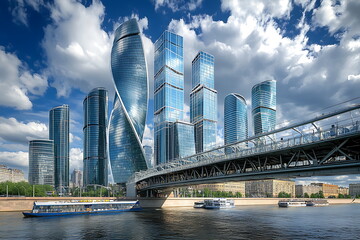 Obraz premium moscow city russia modern city centre skyscrapers