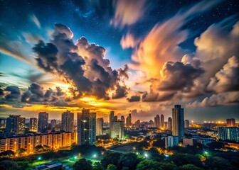 Obraz premium Night City Glow: Light Pollution & Urban Ecology - Minimalist Photography