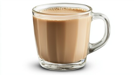Obraz premium Freshly Brewed Hot Coffee in a Clear Glass Mug on White Background