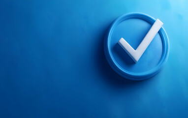 A blue circular check mark symbolizing approval, success, or completion on a solid blue background.