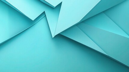 Turquoise Geometric Abstract Background with Layered Paper Design
