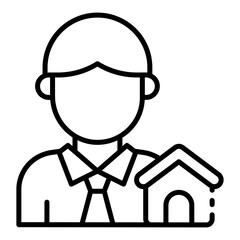 Property agent outline icon for real estate services and transactions