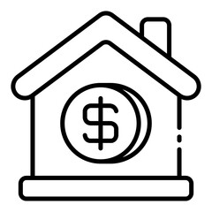 Real estate price outline icon for property value and market rates
