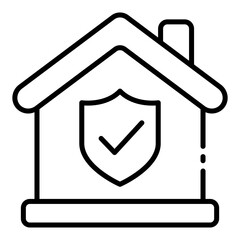 Real estate insurance outline icon for property protection and security