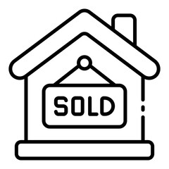 Sold outline icon for completed real estate transactions and property sales