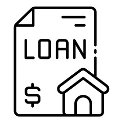 Loan outline icon for real estate financing and home mortgage