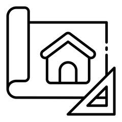 Blueprint outline icon for real estate planning and property design