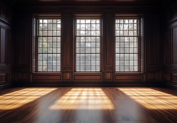 Spacious Room with Three Large Windows and Sunlit Floors