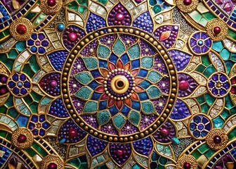 Ornate Mosaic Background: Intricate Decorative Tile Pattern with Bokeh Effect