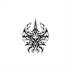 Black and white spider web design with floral and tribal elements, featuring a nature-inspired pattern with leaves, butterflies, and skull motifs for a decorative tattoo-style illustration