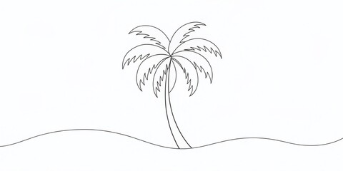 Palm Tree Line Art: Continuous Line Drawing Print Poster, Card, Tattoo Design