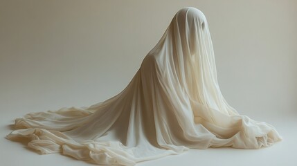 Wrapped Figure on Light Beige Background