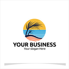 A luxurious logo featuring tall palm leaves swaying, with ocean waves in the background For your Company