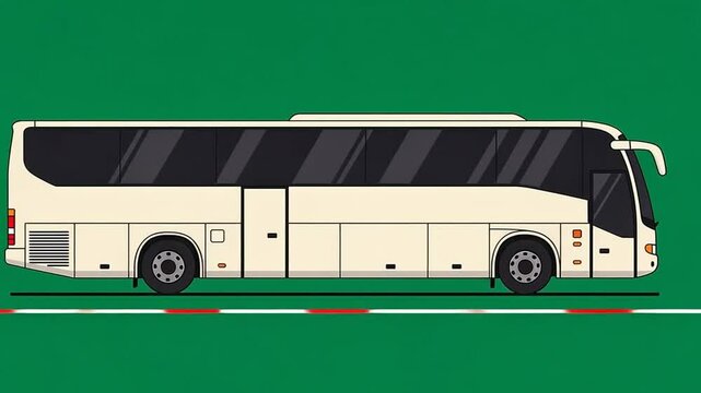 Coach Bus Illustration: Side View of a White Long-Distance Coach