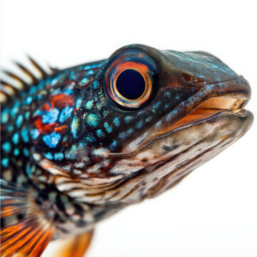 A close-up of a Dwarf Snakehead with beautiful,