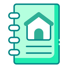 Catalogue green filled line icon for real estate listings and property brochures