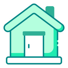 House building green filled line icon for real estate homes and property