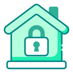 Security green filled line icon for real estate property safety and protection
