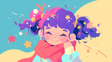 Obraz premium Puffy Cute Character colorful illustration