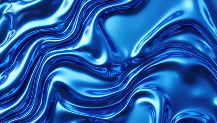 Obraz premium Futuristic Deep Blue Liquid Metal Waves with Reflective Surface