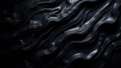 Glossy Obsidian and Onyx Waves with Dramatic Highlights and Mystery