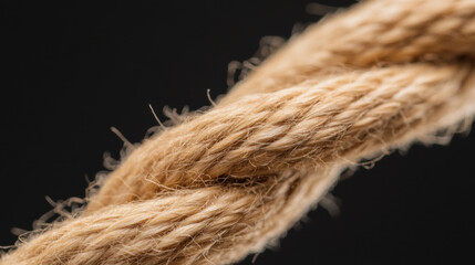 Fototapeta premium Eco friendly jute fiber strands twisted together, showcasing texture and detail. This natural material is perfect for sustainable projects