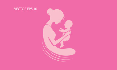 Loving Mother Holding Baby Minimalist Mother's Day Illustration