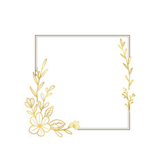 Fototapeta premium Minimalist Gold Floral Corner Square Border