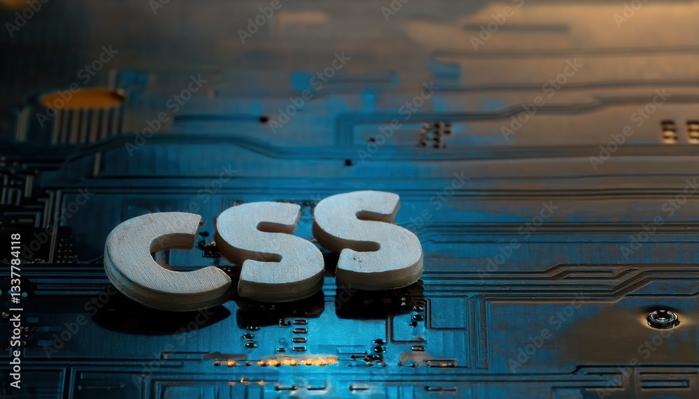 Fototapete big letters css on blurred circuit board background