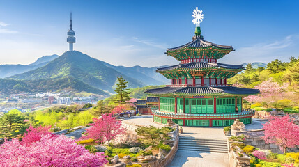 Obraz premium Cherry Blossoms in Full Bloom – Seoul, South Korea