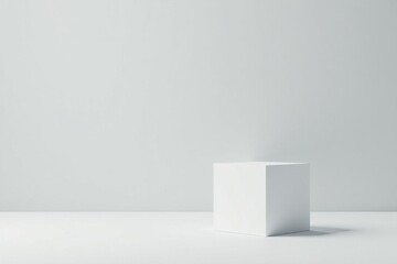 Simple white cube on a minimalist backdrop, perfect for product display or design presentation