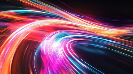 Obraz premium Vibrant Glowing Light Streaks Creating Abstract Electric Flow