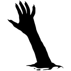 Silhouette of Halloween Zombie Hand. Flat Vector Illustration.