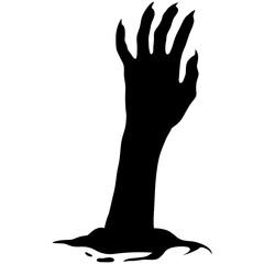 Silhouette of Halloween Zombie Hand. Flat Vector Illustration.