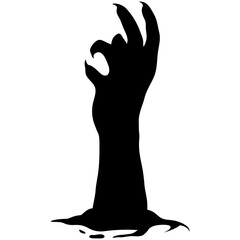 Silhouette of Halloween Zombie Hand. Flat Vector Illustration.