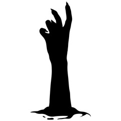 Obraz premium Silhouette of Halloween Zombie Hand. Flat Vector Illustration.