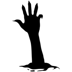 Silhouette of Halloween Zombie Hand. Flat Vector Illustration.