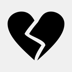 Icon broken heart. Valentine day celebration elements. Icons in glyph style. Good for prints, posters, logo, party decoration, greeting card, etc.