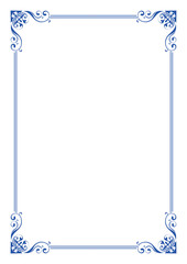 Blue vintage a4 frame, abstract border