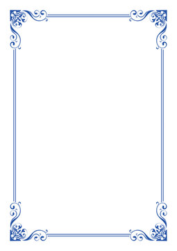 Blue vintage a4 frame, abstract border