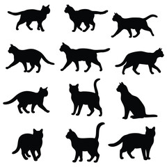 Collection of Various Black Cat Silhouettes