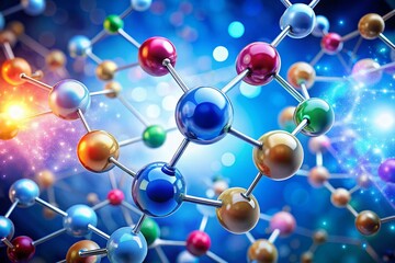 Obraz premium Polar vs. Nonpolar Covalent Bonds: Atomic Model Illustration with Bokeh