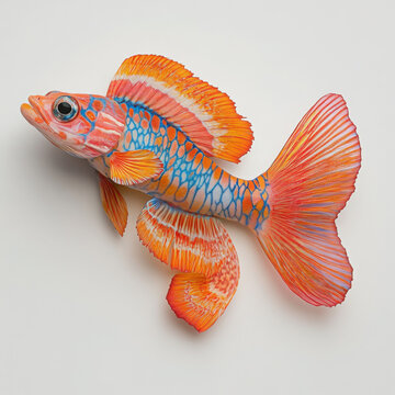 A Dwarf Snakehead with mesmerizing, vibrant hues, featuring lifelike textures and intricate detailing on its body