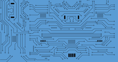 technology lines circuit and dots on blue background. vector illustration fantastic digital technology. circuit board network connection.