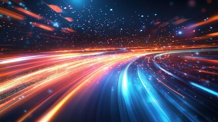 Naklejka premium Abstract High-Speed Background with Motion and Colorful Lights