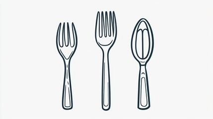 Simple line art illustration of a fork and spoon