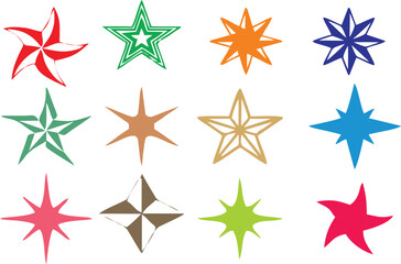 Obraz premium Sparkle star Icons in different style and shapes. Blinking stars, sparks and sparkles. Shining twinkle sunburst stars. Magic light glitter flare pack for design template, poster, banner, brochure.