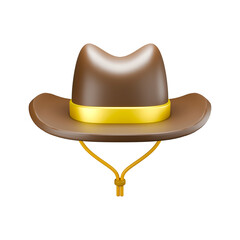 Cowboy hat with gold star on neck rope, western style