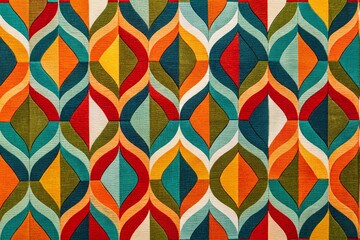 Retro Geometric Pattern Fabric Cover Background, Vintage Style Textile Design